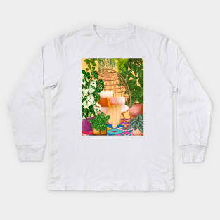 Colourful Bohemian Plant Room Kids Long Sleeve T-Shirt